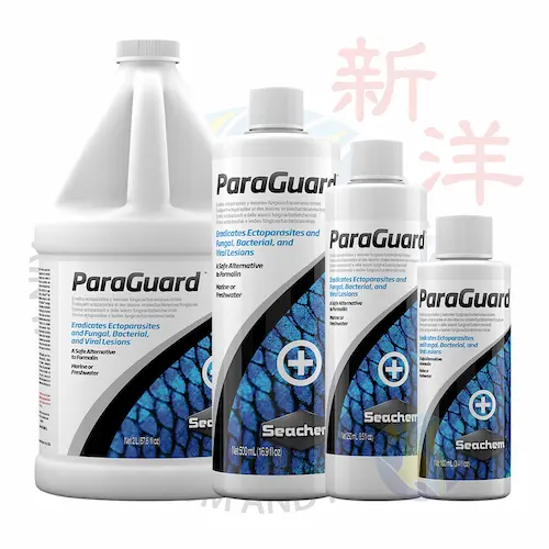 Botellas de medicamento Seachem Paraguard para tratamiento de peces